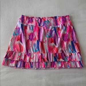 Tzu Tzu Pink and Blue Abstract Mini Skirt